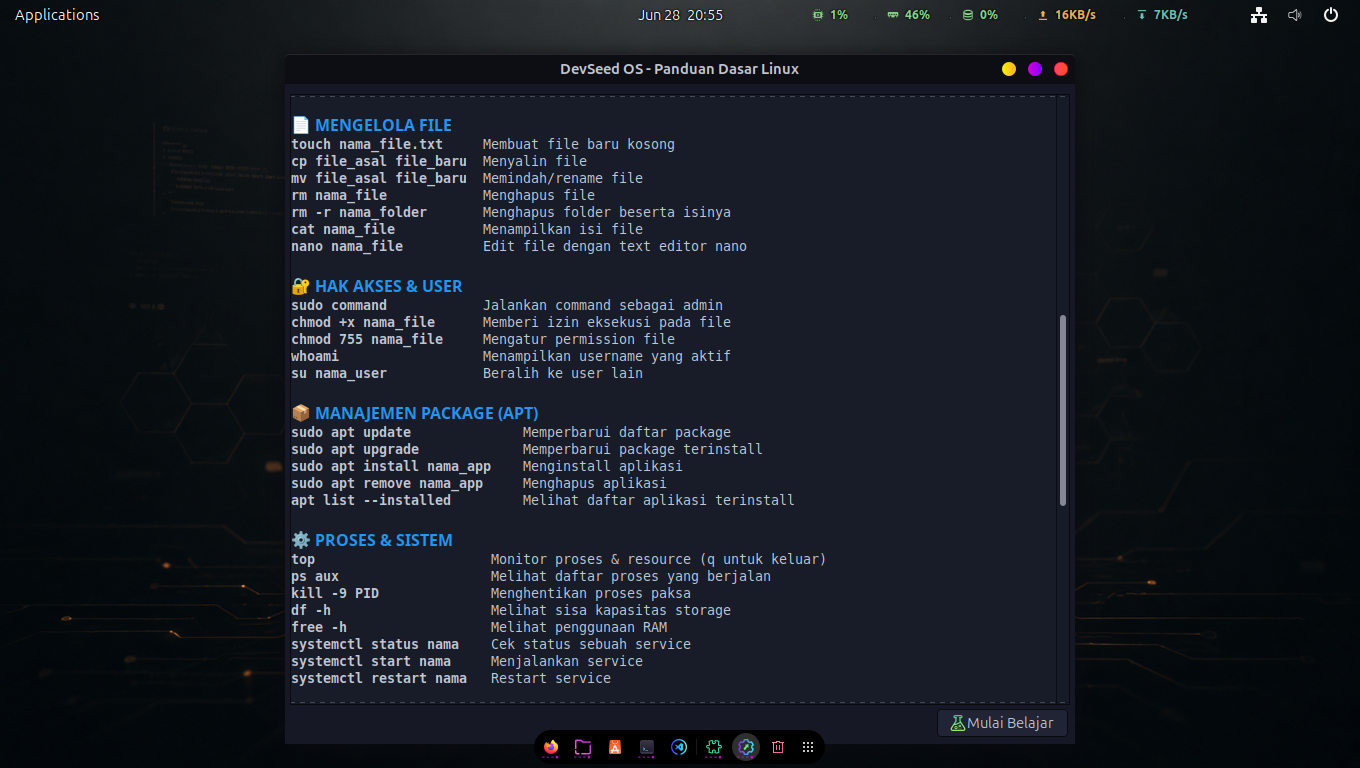 Tampilan Welcome Script bagian kedua